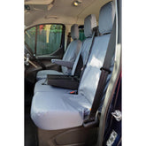 Ford Transit Van 2014 On Driver And Double Passenger Seat Covers (With Worktray) - Grey
